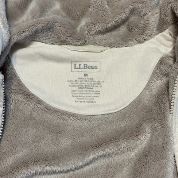 L.L.Bean Sherpa Lined Hoodie Jacket Women’s Size M Cream Cozy Casual Zip Pockets - Picture 4 of 9